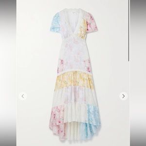 LoveShackFancy Tink lace-trimmed floral-print silk-satin maxi dress